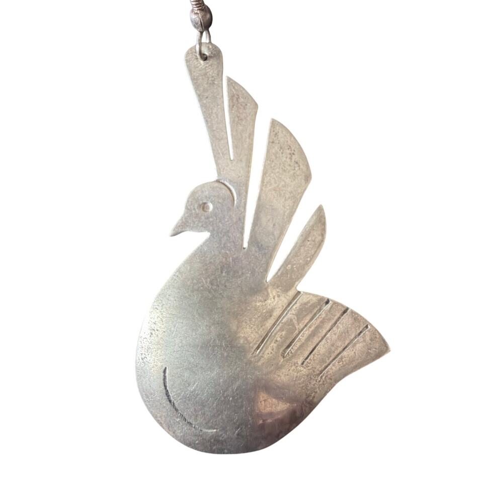 vintage silver tone dove bird southwest shepherds hook earrings whimsical - Picture 2 of 6